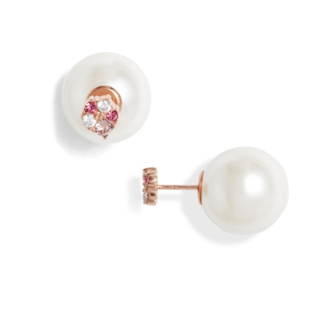 OLIVIA BURTON Crystal Faux Pearl Stud Earrings